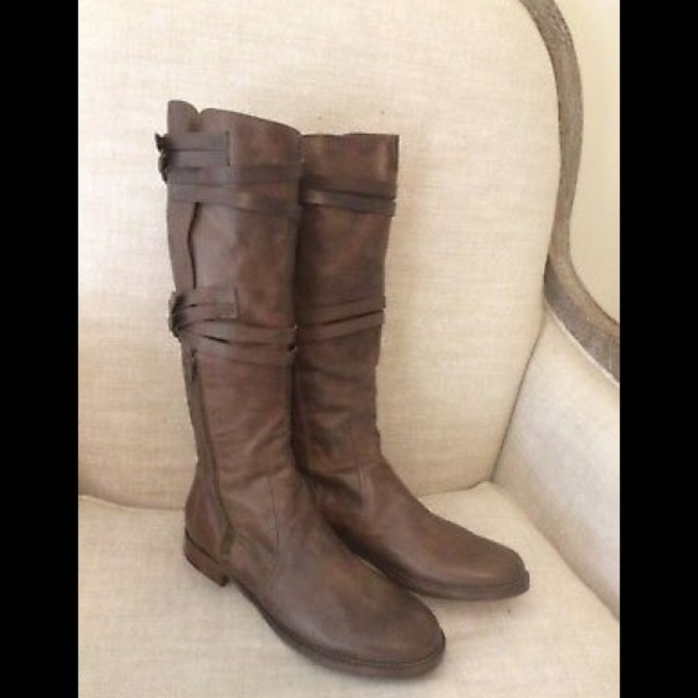 LD Tuttle Moto Boots Knee High Brown Leather Wrap